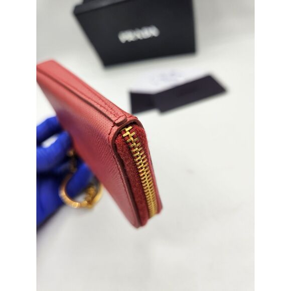 PRADA Saffiano Metal Zip Around Key Holder - Peonia - Picture 3 of 10